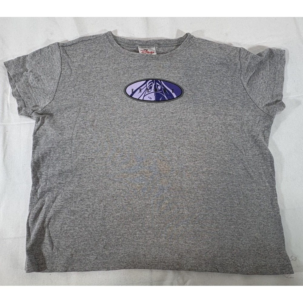 Vintage Disney Store Eeyore Graphic T-Shirt Grey w/ Purple Logo 90s Women's L